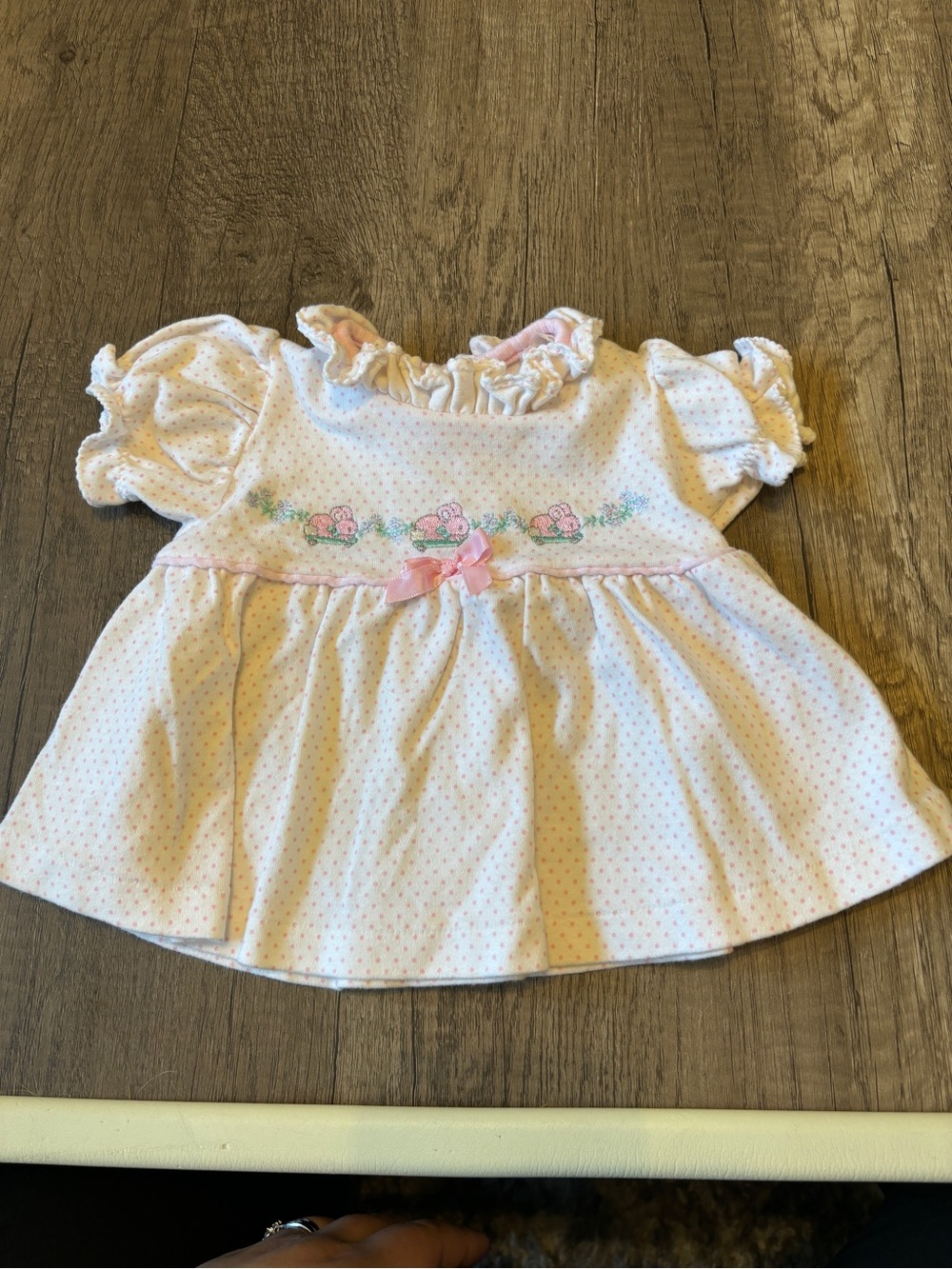 Vintage 80s 90s Carters Baby Girl Dress Outfit Bunny Summer Girly Frilly 3-6M